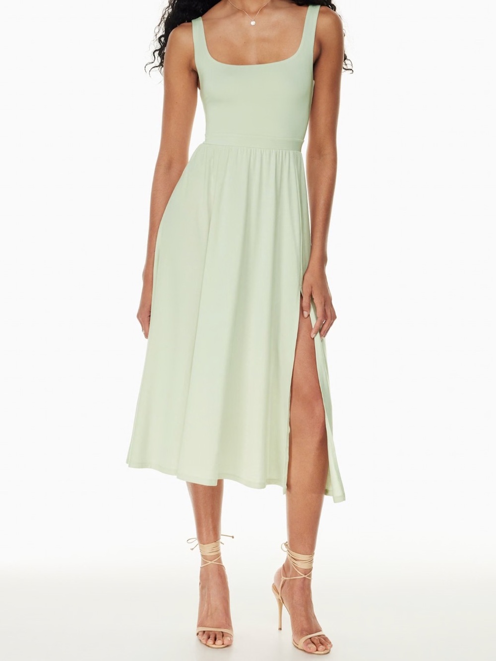 Aritzia Mint Green Midi Dress with Side Slit